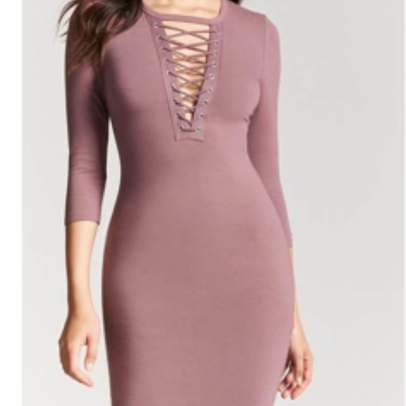 Lace-up Bodycon Dress Mauve NWT - Picture 4 of 4